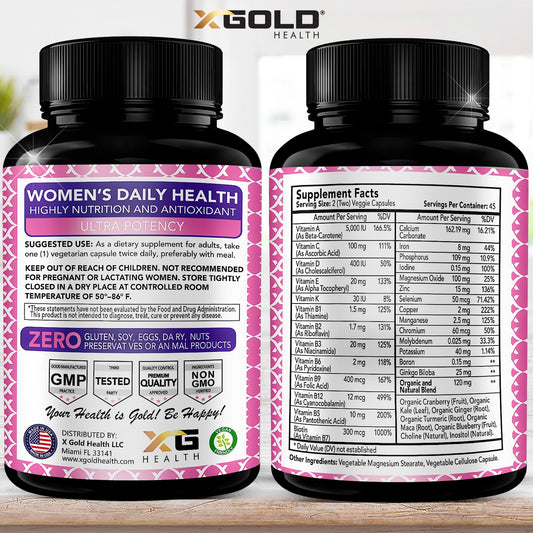 Ingredientes del multivitamínico vegano para mujeres