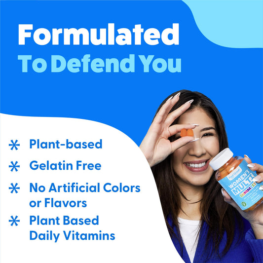 Ingredientes naturales de las gomitas multivitamínicas para mujeres.