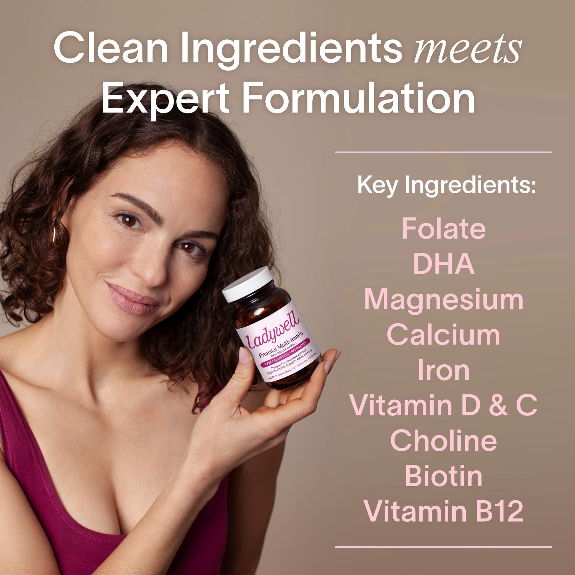 Ingredientes naturales en multivitamínico prenatal Ladywell