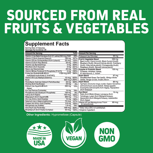 Lista de ingredientes naturales del multivitamínico