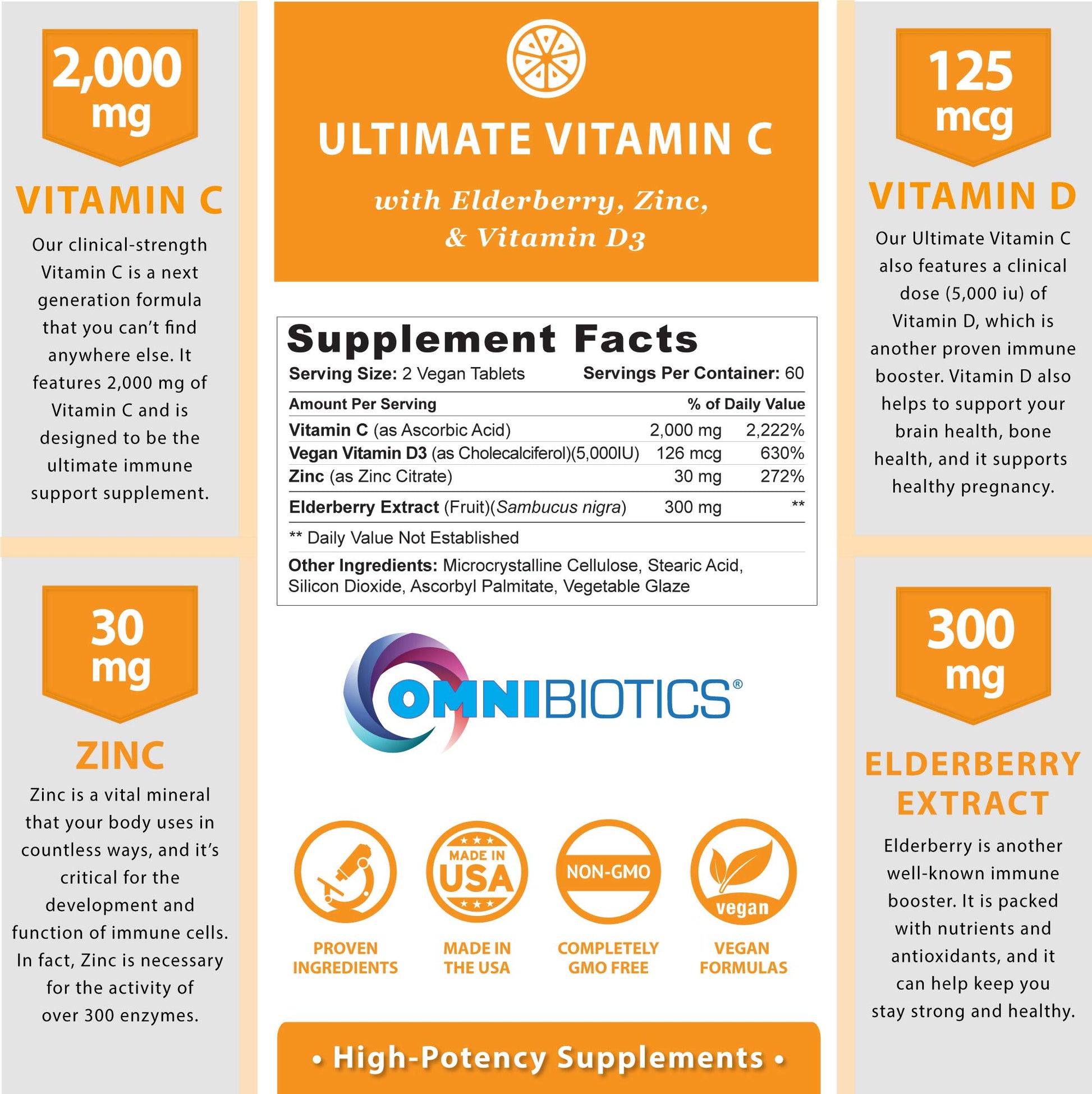 Ingredientes naturales en suplemento Vitamina C OmniBiotics