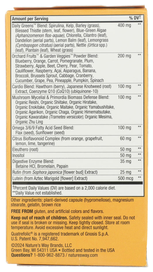 Lista de ingredientes de Nature's Way Alive!