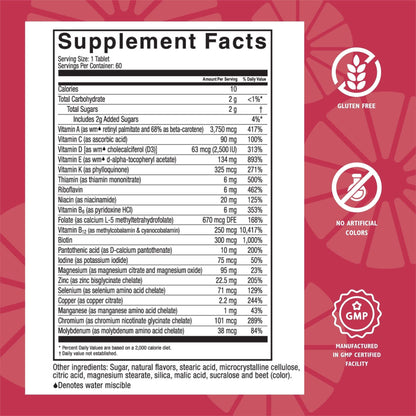Ingredientes y niveles nutricionales multivitaminas ADEK Celebrate