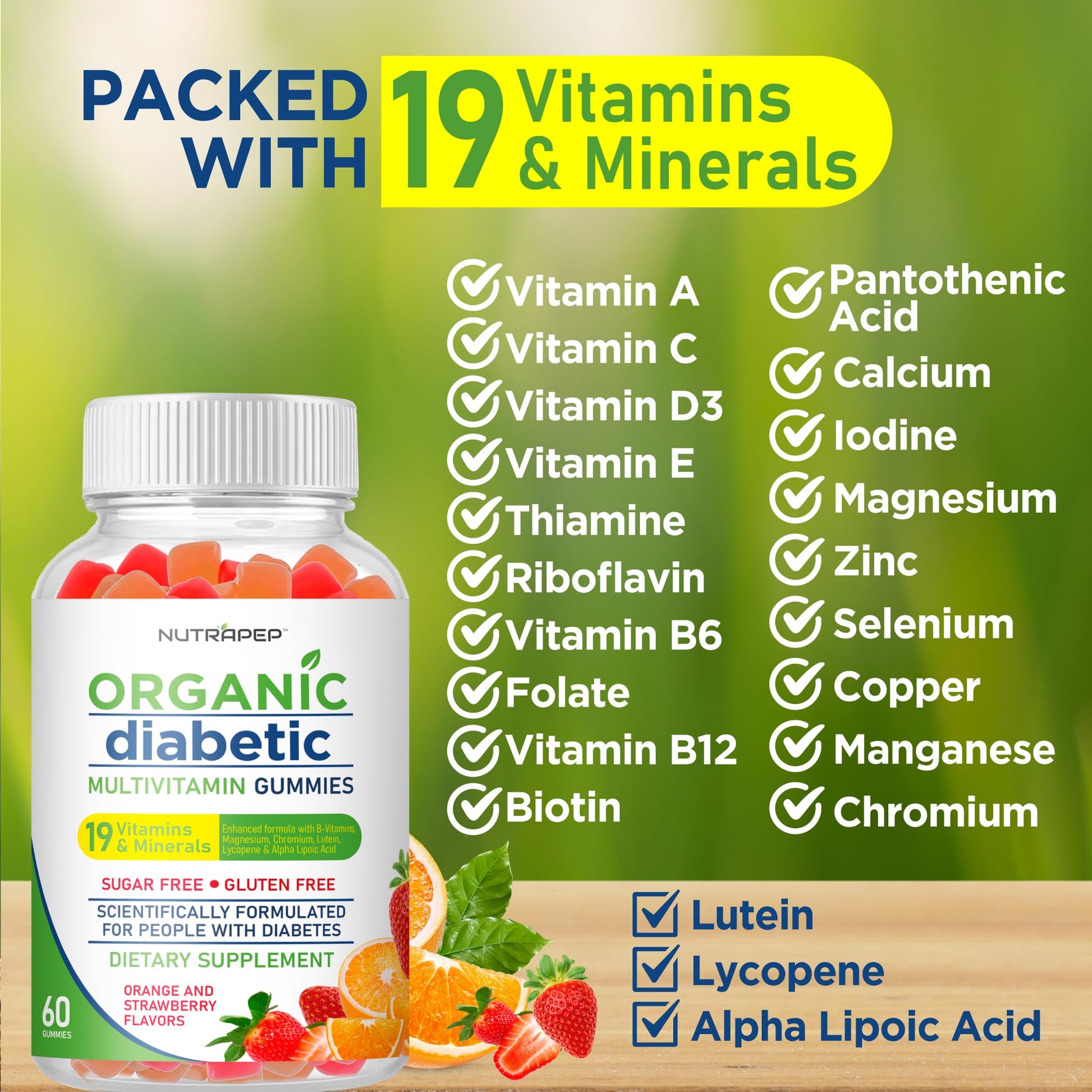 Ingredientes nutricionales en gomitas NutraPep.