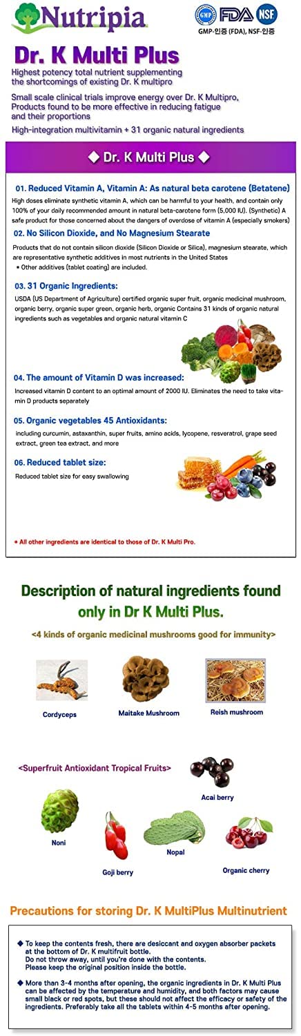 Información de ingredientes Nutripia Dr. K Multi Plus