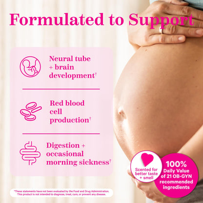 Ingredientes orgánicos de vitamina prenatal Pink Stork