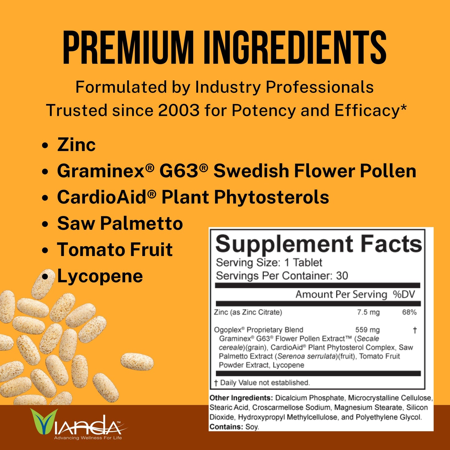 Ingredientes premium de Ogoplex con detalles