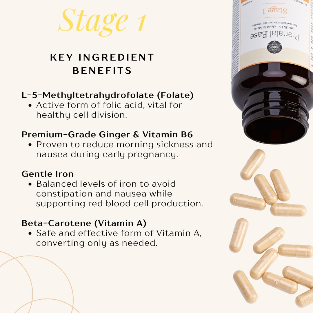 Ingredientes saludables en Prenatal Ease etapa 1 con jengibre