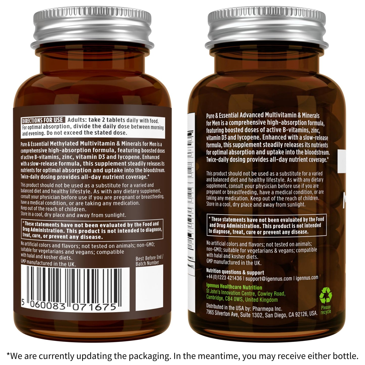 Ingredientes puros label limpio igennus.