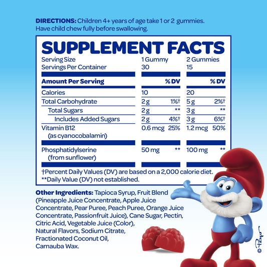 Ingredientes reales en gomitas Smurfs para niños