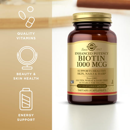 Detalle ingredientes Solgar Biotina para salud capilar y corporal