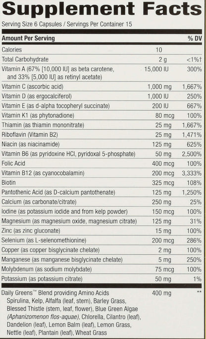 Ingredientes suplementarios del multivitamínico