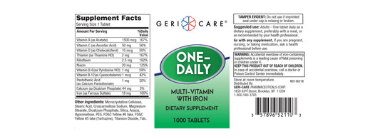 Ingredientes del suplemento multivitamínico GeriCare.