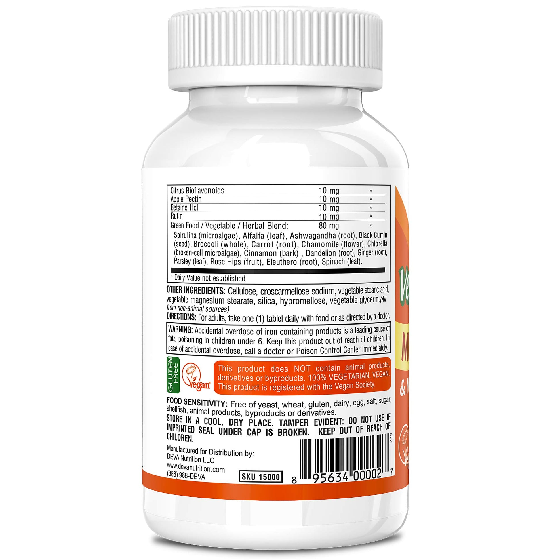 Ingredientes del suplemento multivitamínico Deva