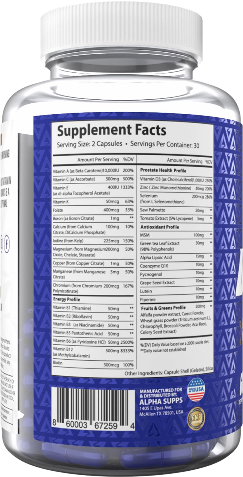 ingredientes del suplemento multivitamínico vites