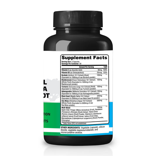 Ingredientes del suplemento de Musgo Marino de Oaks Nutrition.