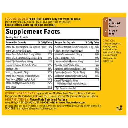Ingredientes del suplemento nutricional