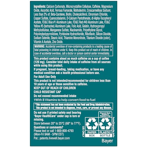 Ingredientes del suplemento One A Day Women’s Active Metabolism