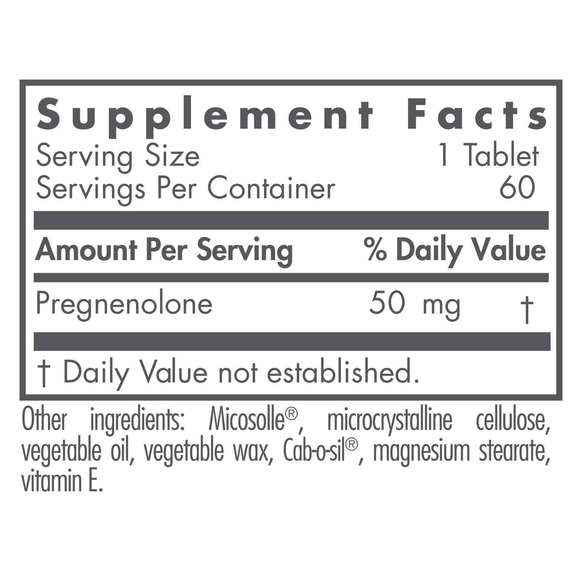 Ingredientes del suplemento de pregnenolona