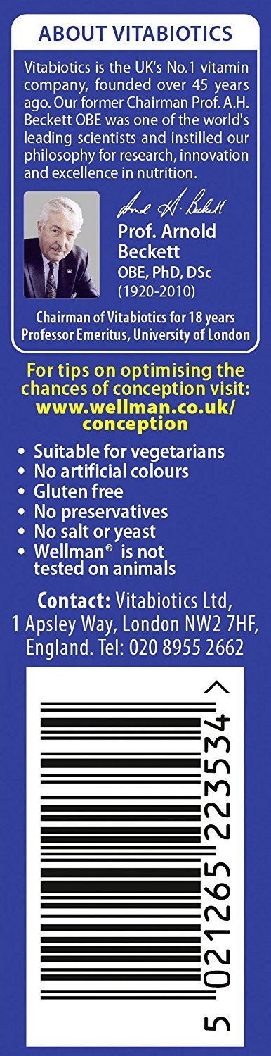 Ingredientes del suplemento Wellman
