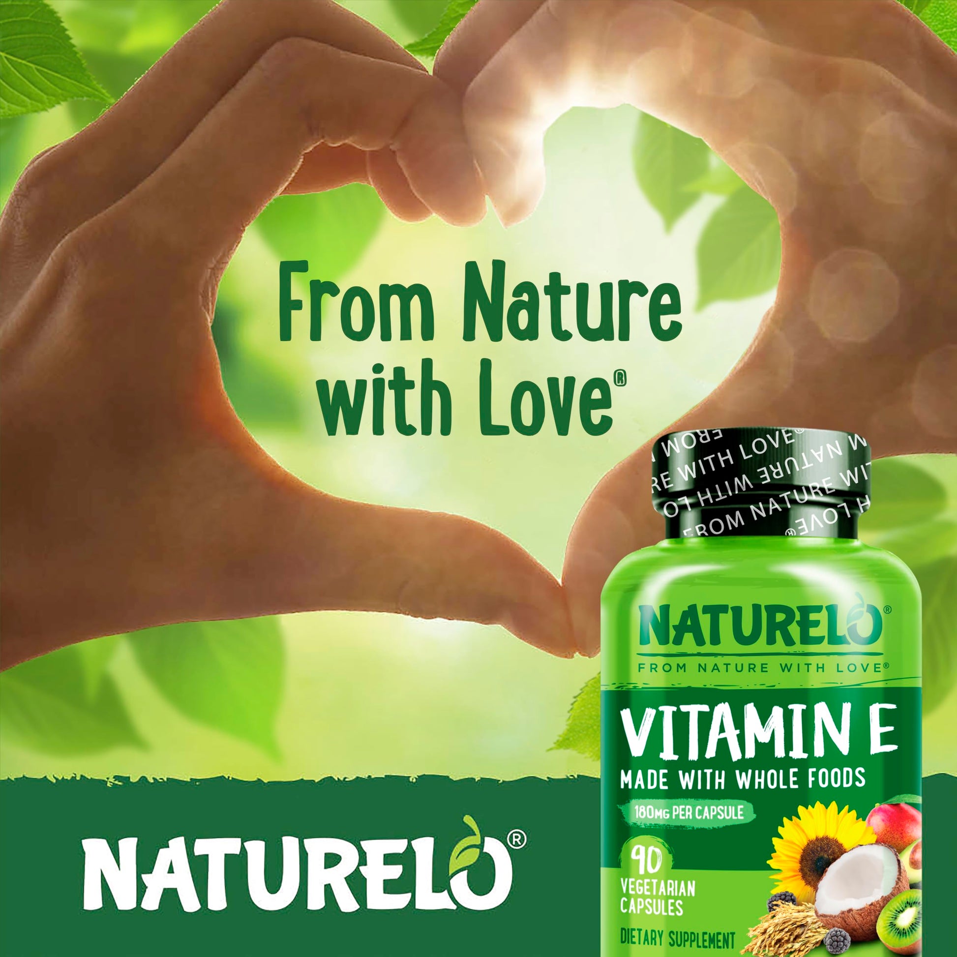 Ingredientes del suplemento de vitamina E NATURELO.