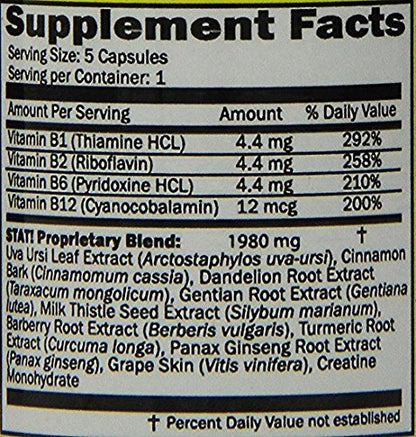 Ingredientes de Stat Flush en etiqueta de suplemento