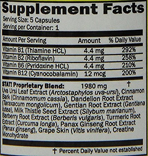 Ingredientes de Stat Flush en etiqueta de suplemento