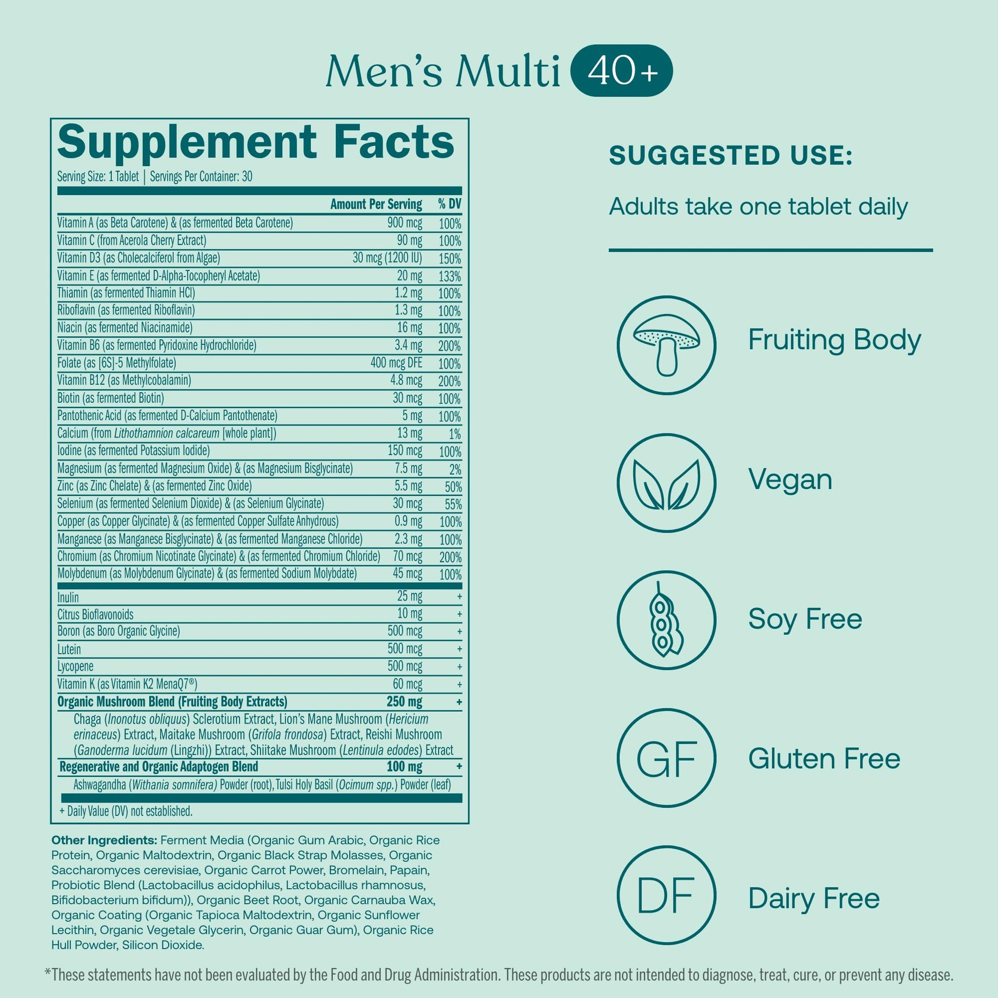 Ingredientes y uso del suplemento True Grace para hombres 40+