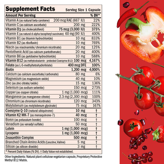 Ingredientes y valores nutricionales del multivitamínico