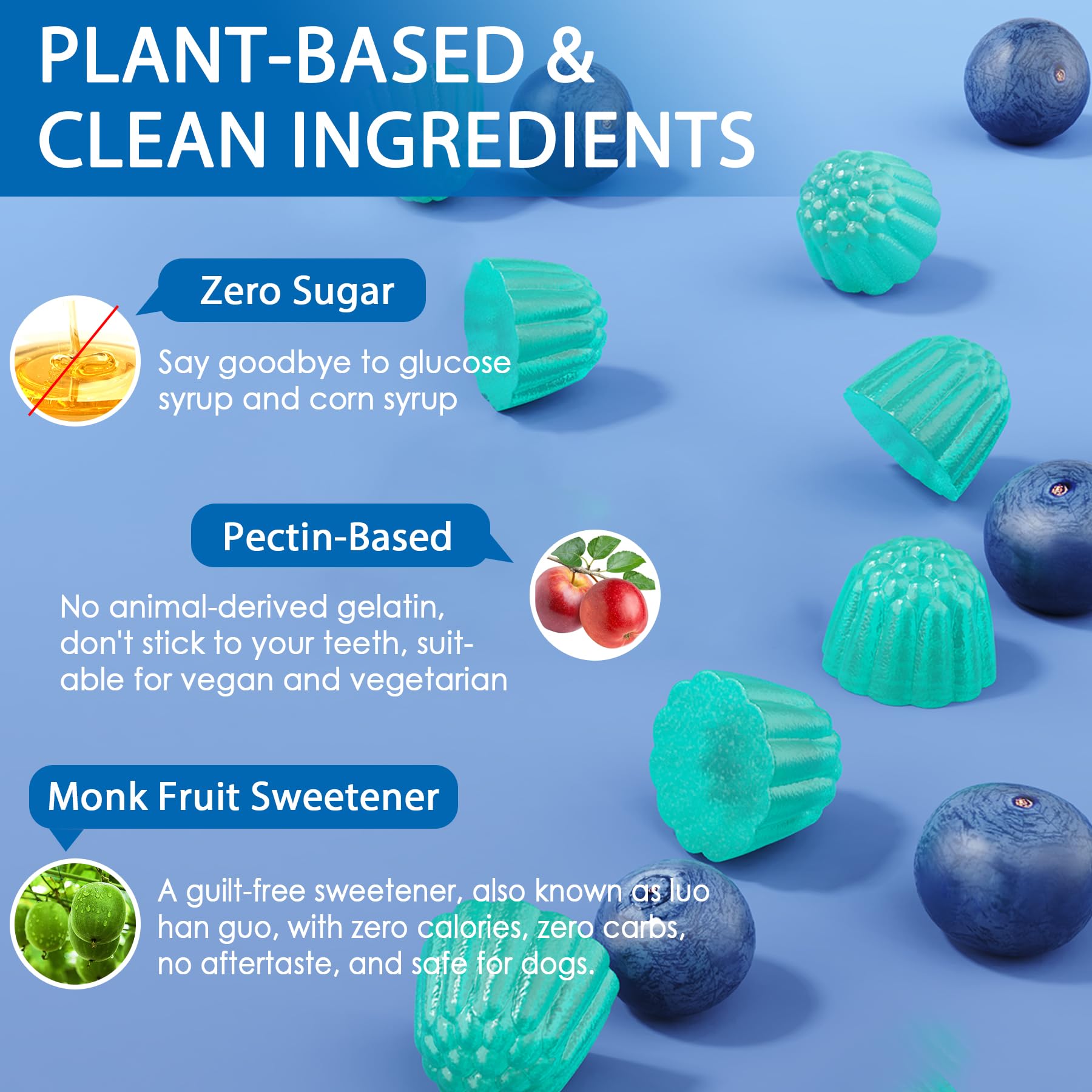 Ingredientes veganos y base de pectina multivitamínico