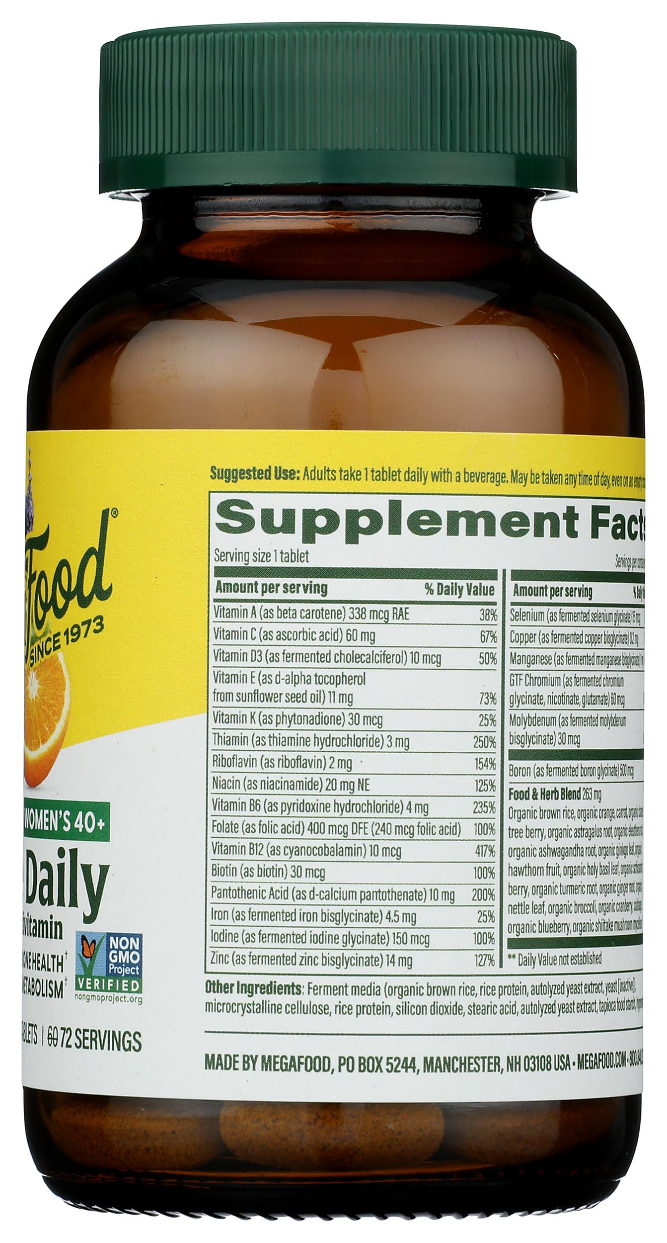 Vista de ingredientes de multivitaminas MegaFood