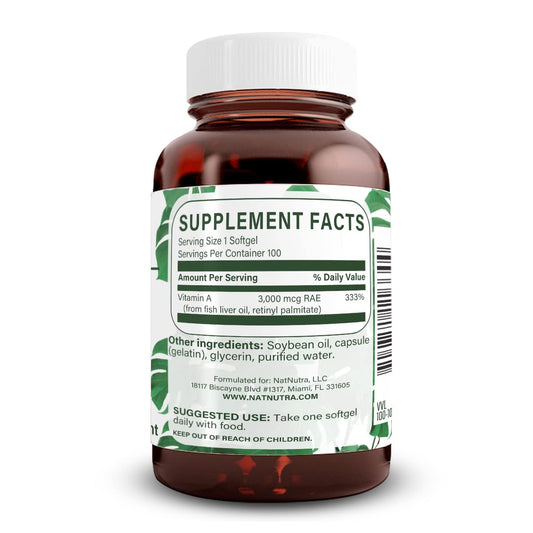 ingredientes de vitamina A de alta potencia en cápsulas blandas de Natural Nutra