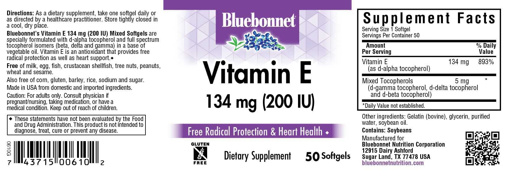 Ingredientes de Vitamina E BlueBonnet