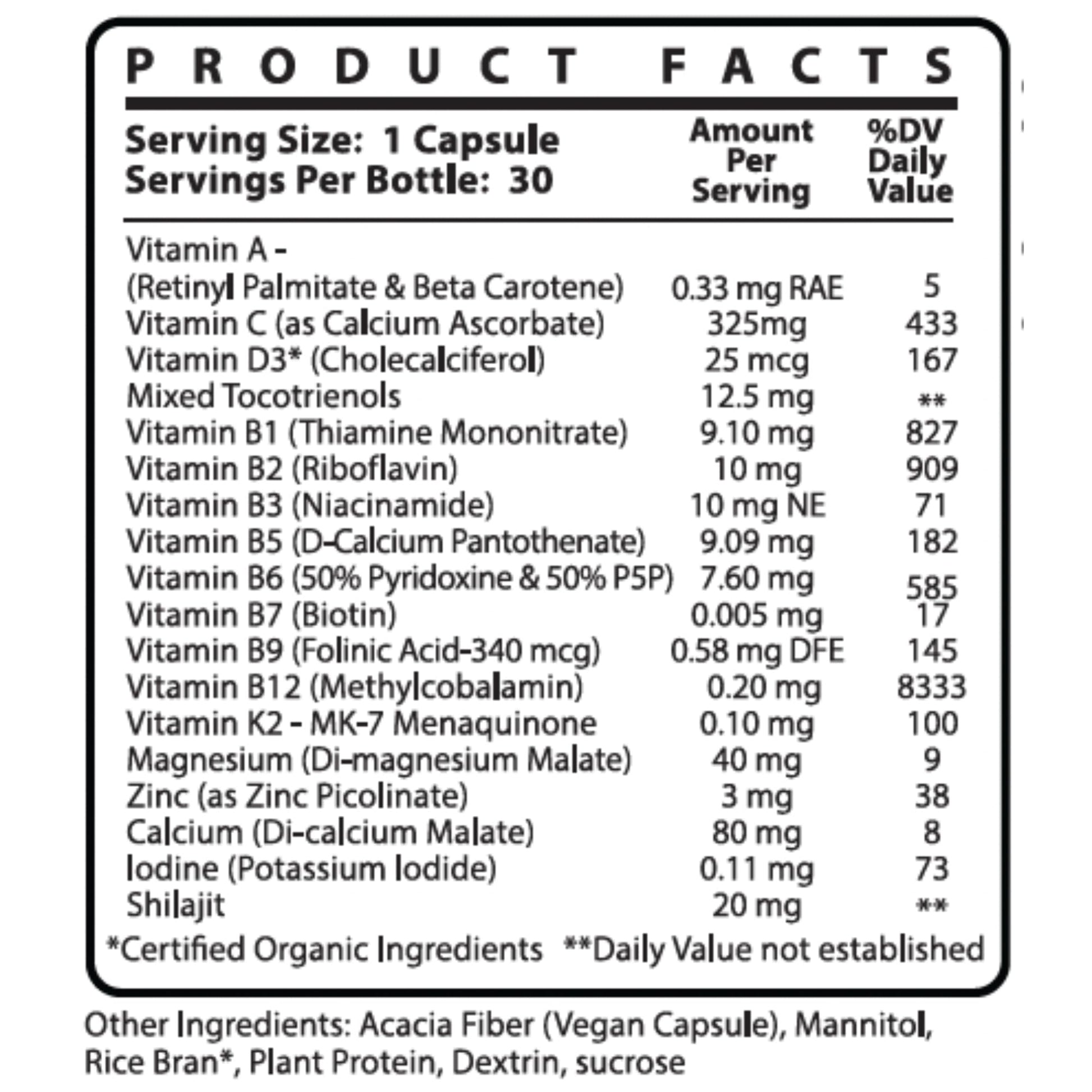 Ingredientes Vitamina E, K2 MK-7 y B en VITA Man Ultra Life Sport