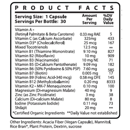 Ingredientes Vitamina E, K2 MK-7 y B en VITA Man Ultra Life Sport