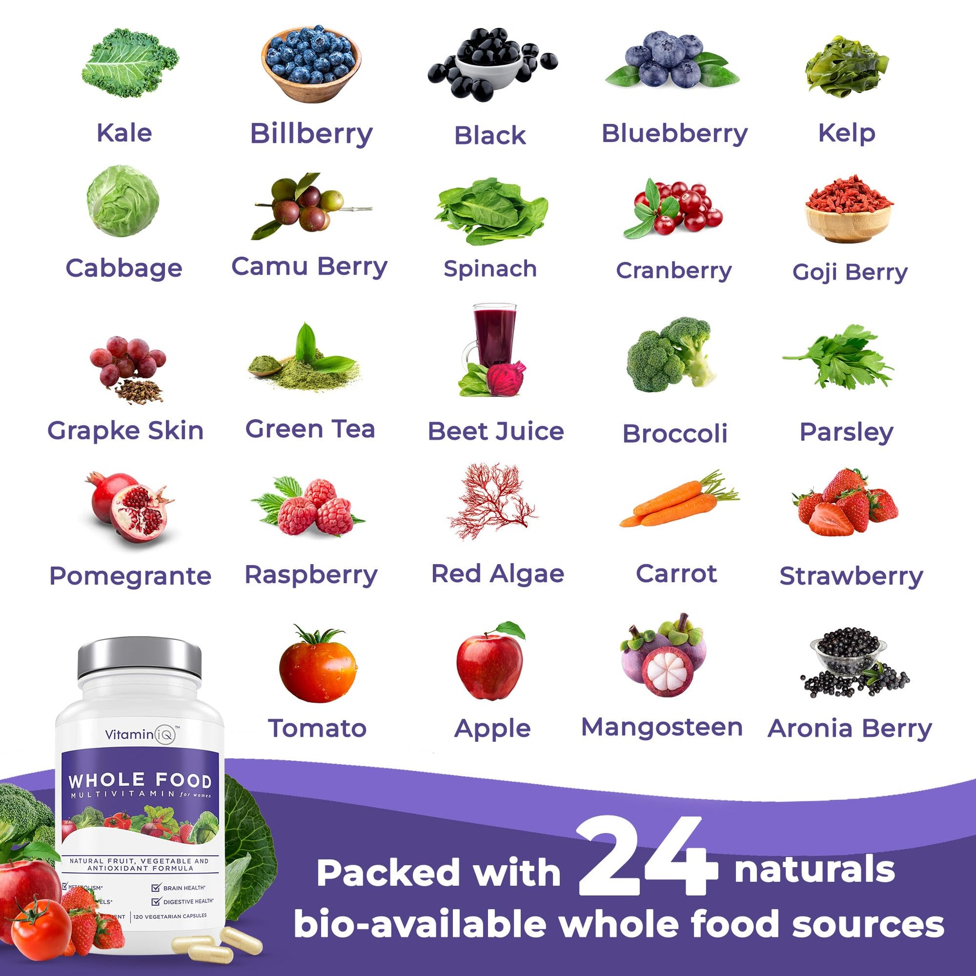Ingredientes del multivitamínico VitaminIQ para mujeres