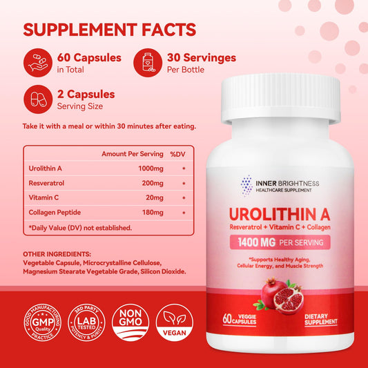 Inner Brightness cápsulas urolitina y colágeno para anti envejecimiento