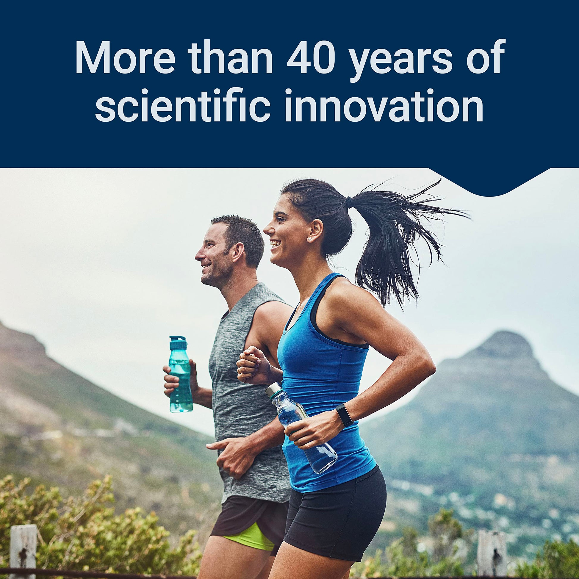 Innovación científica de más de 40 años, gente corriendo.