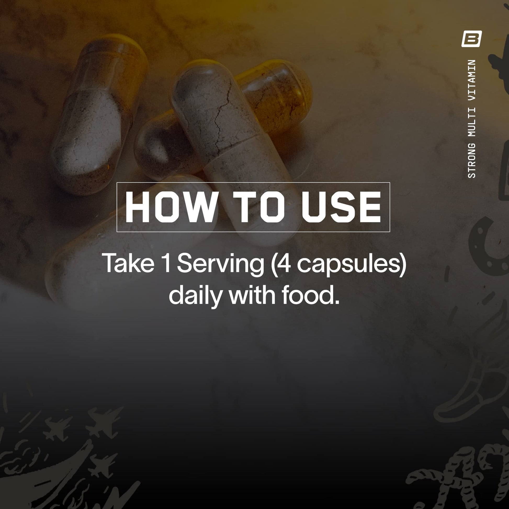 Instrucciones de uso de BPN para consumo diario con alimentos.