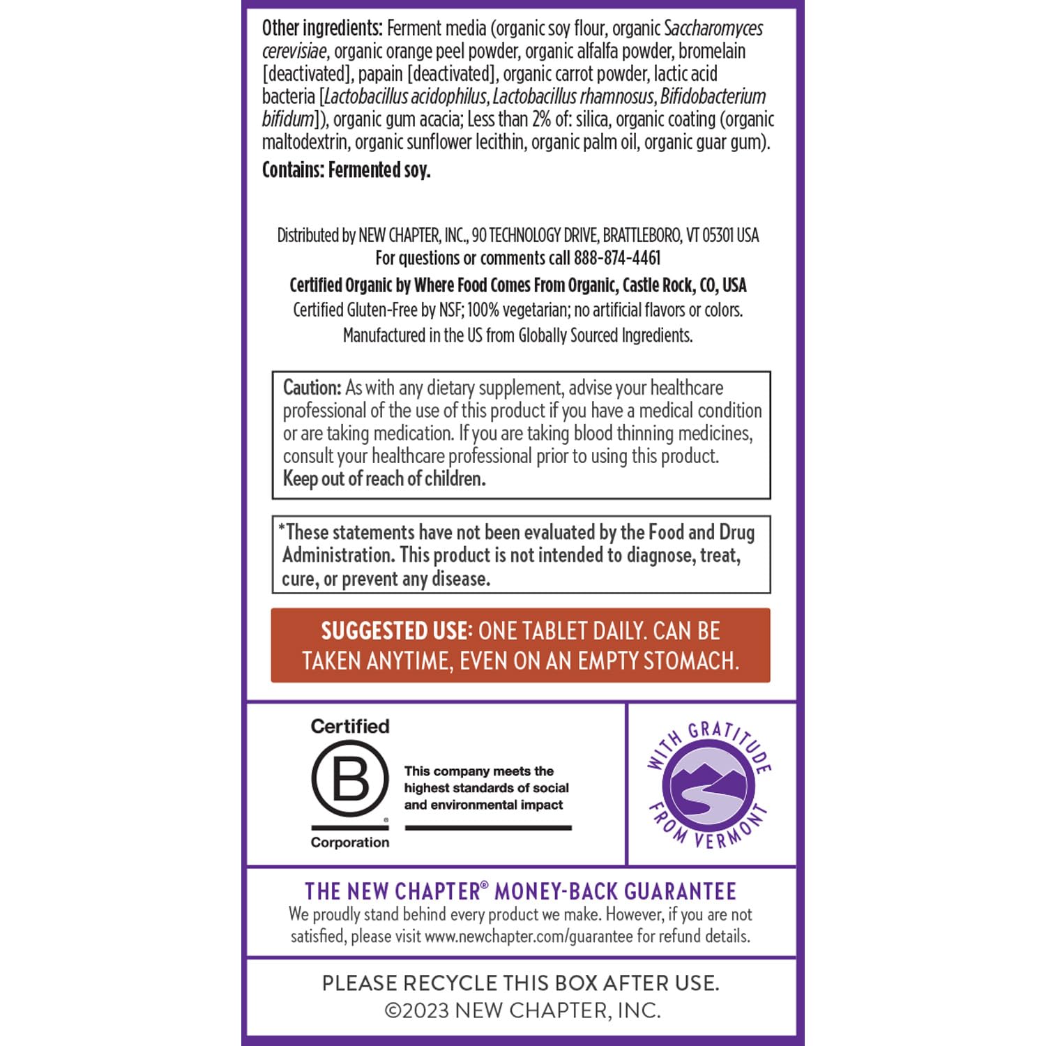 Instrucciones de uso y advertencias de las multivitaminas.