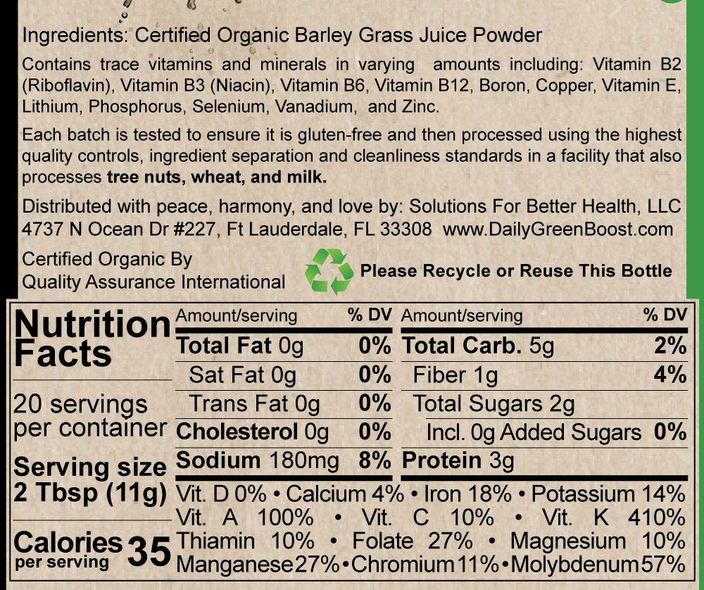 Daily Green Boost instrucciones de mezcla con jugo y batidos