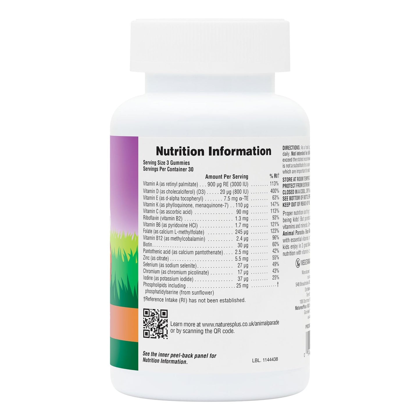 Instrucciones del producto multivitaminas Animal Parade