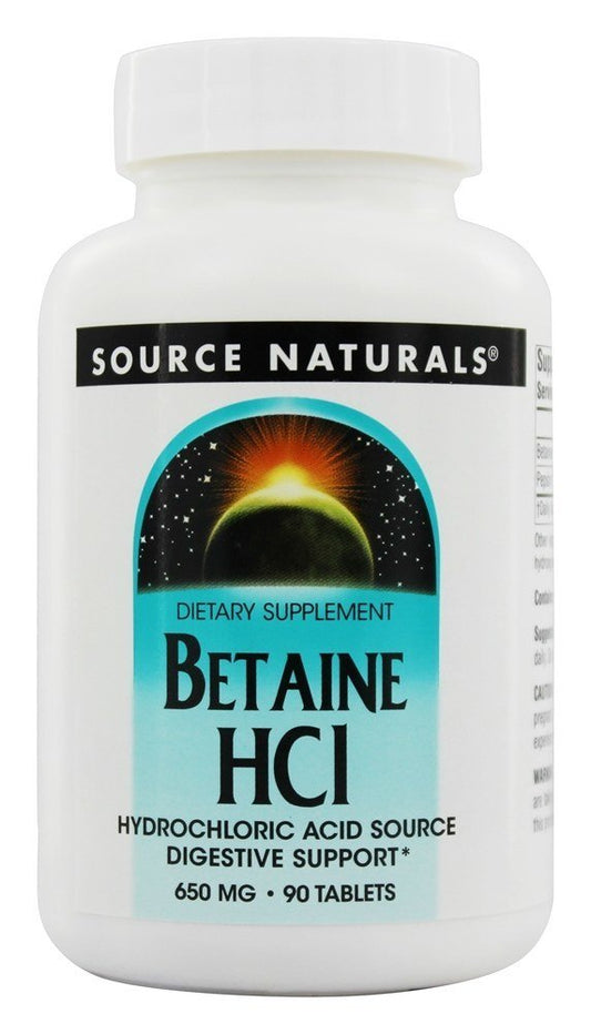 Instrucciones tableta Betaína HCl Source Naturals