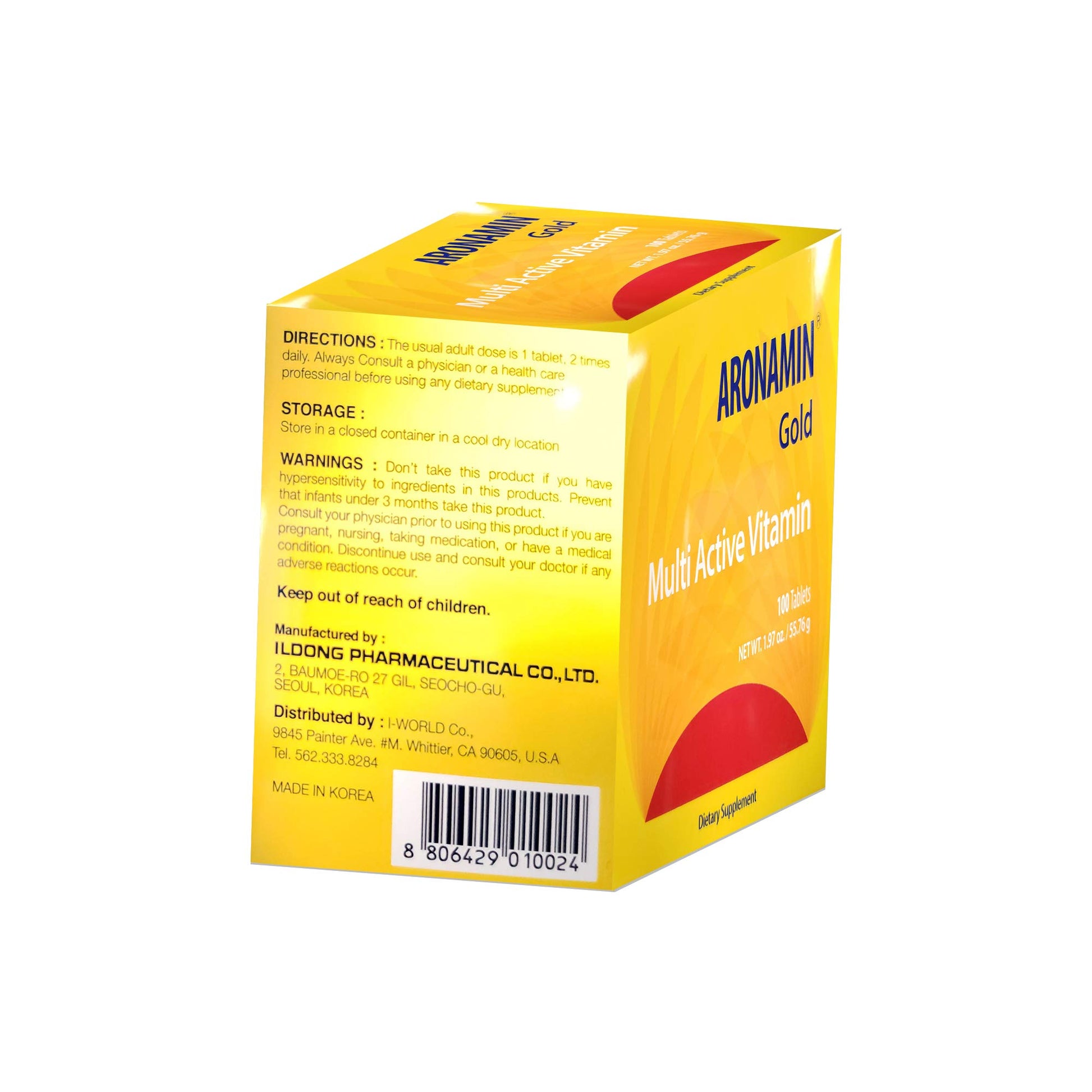 Instrucciones de uso en la caja de Aronamin Gold.