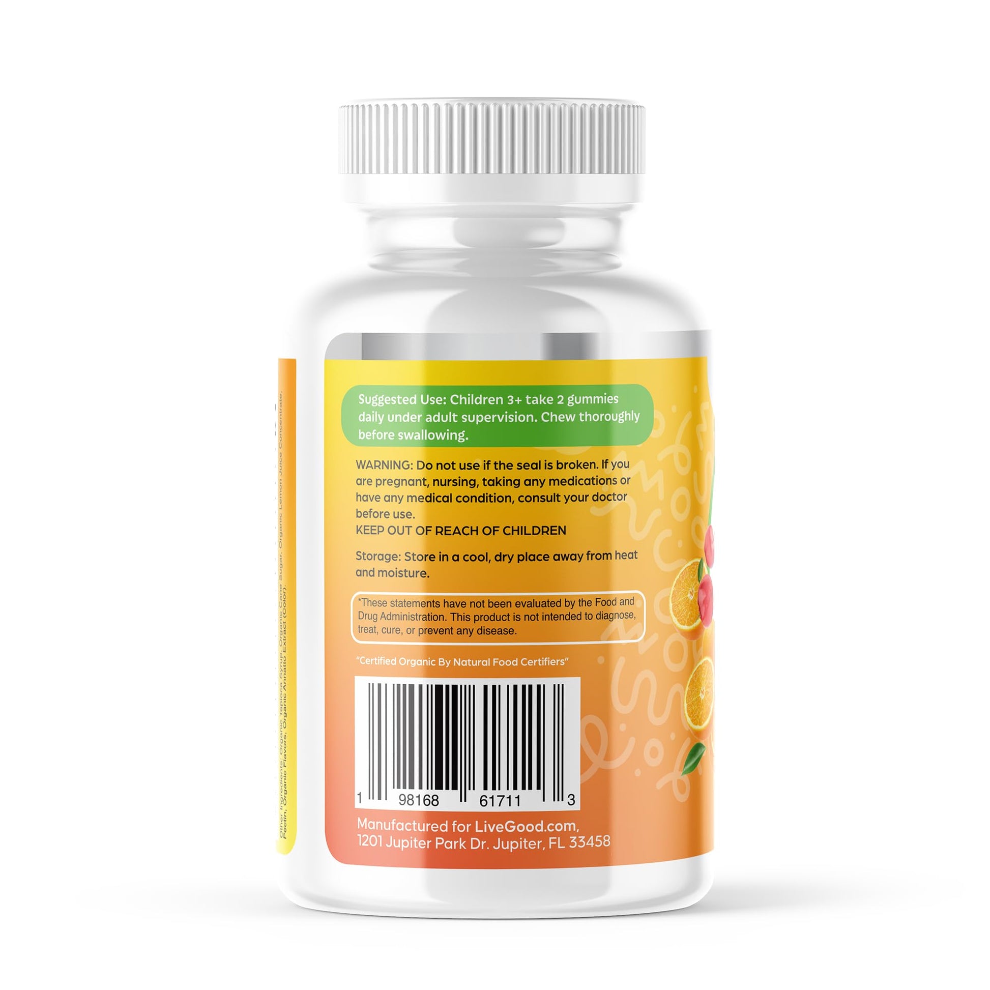 Instrucciones de uso para gomas multivitamínicas.