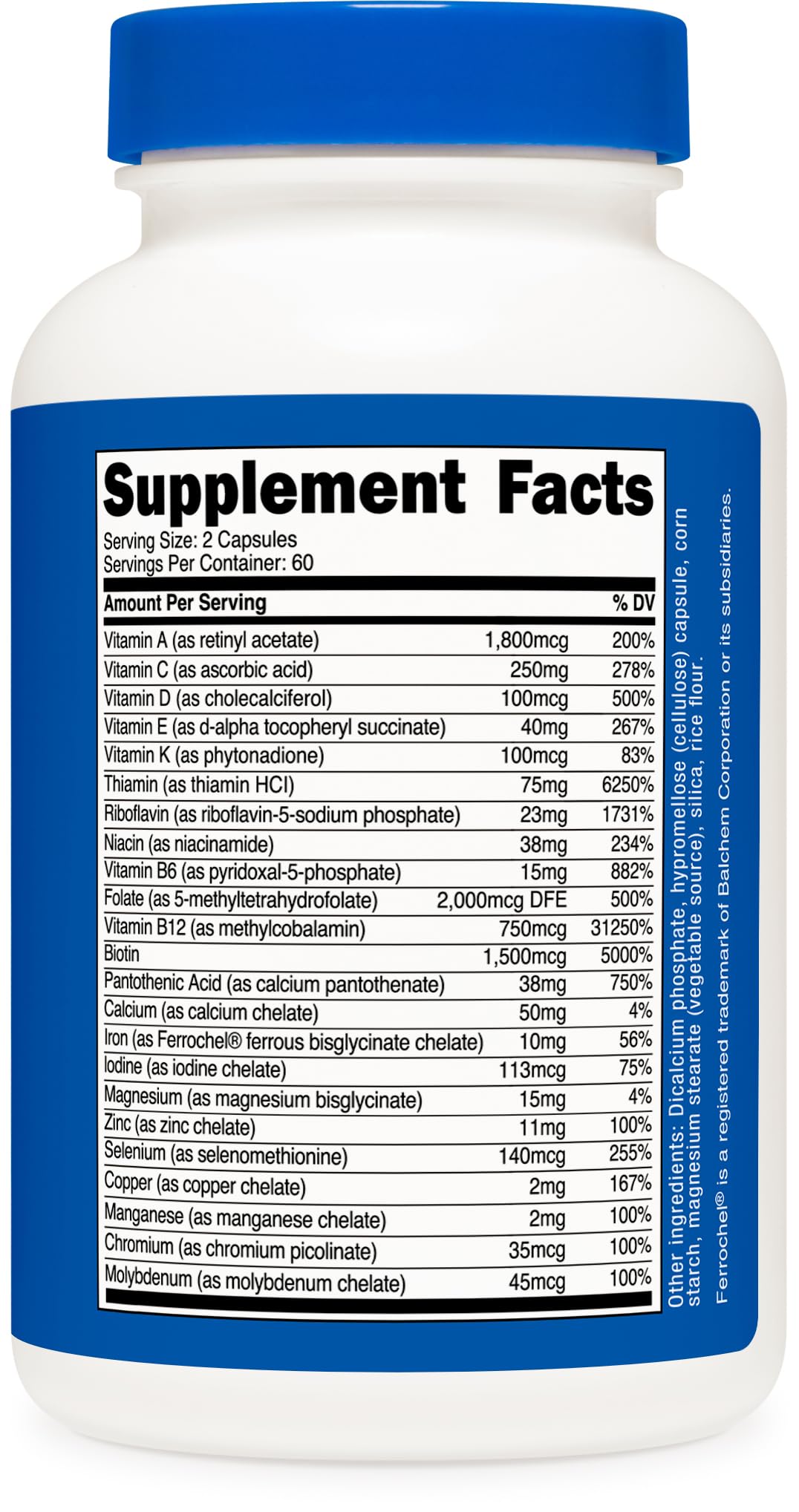Instrucciones de uso del multivitamínico Nutricost