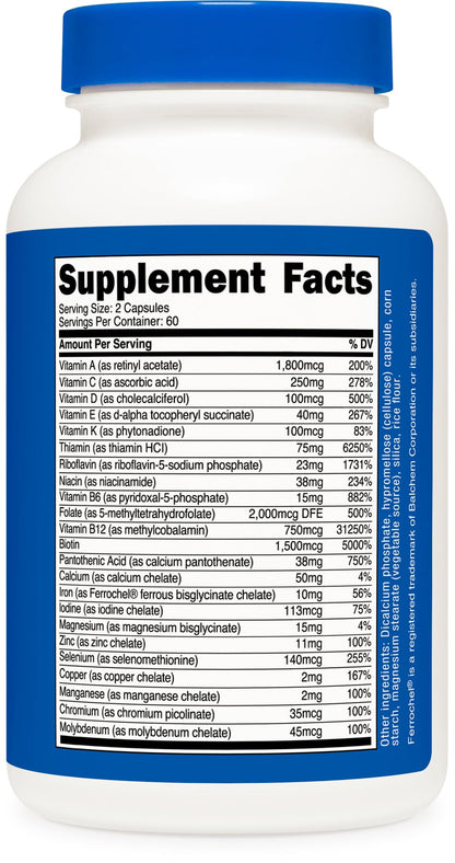 Instrucciones de uso del multivitamínico Nutricost