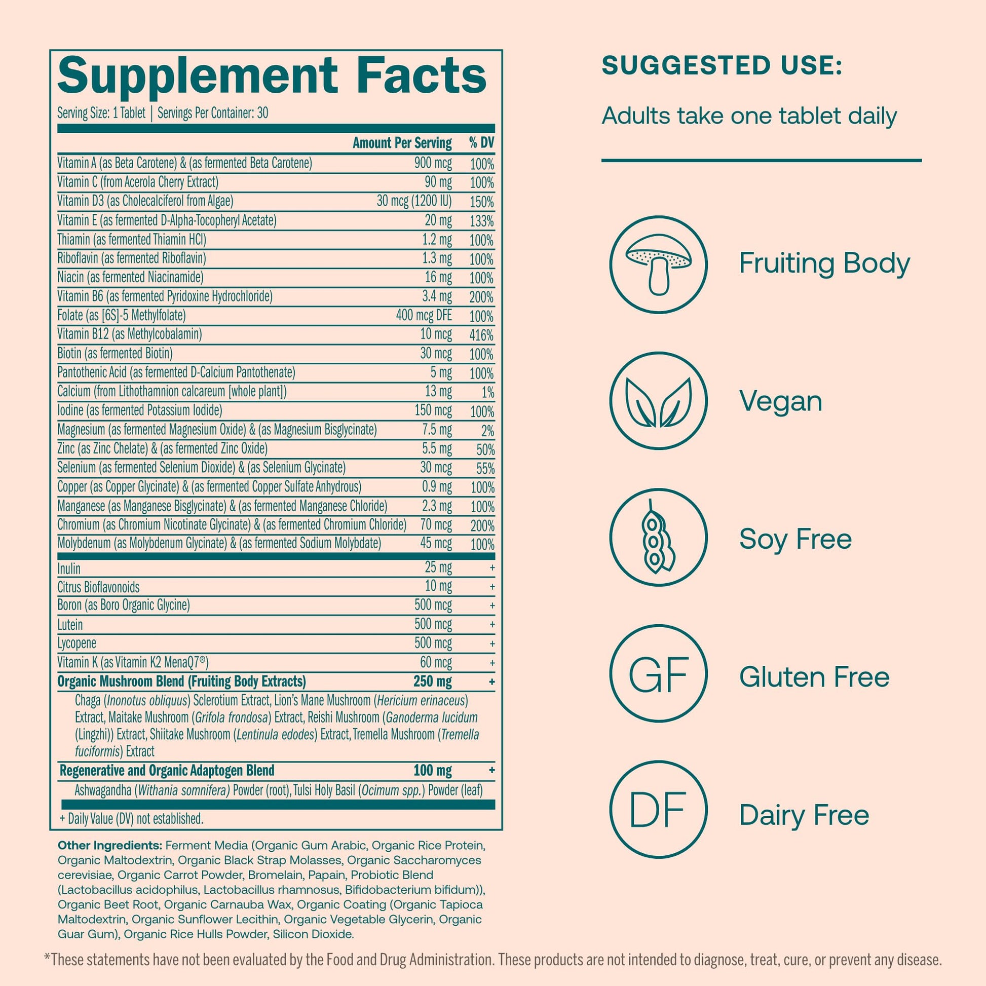 Instrucciones de uso para multivitamínico True Grace