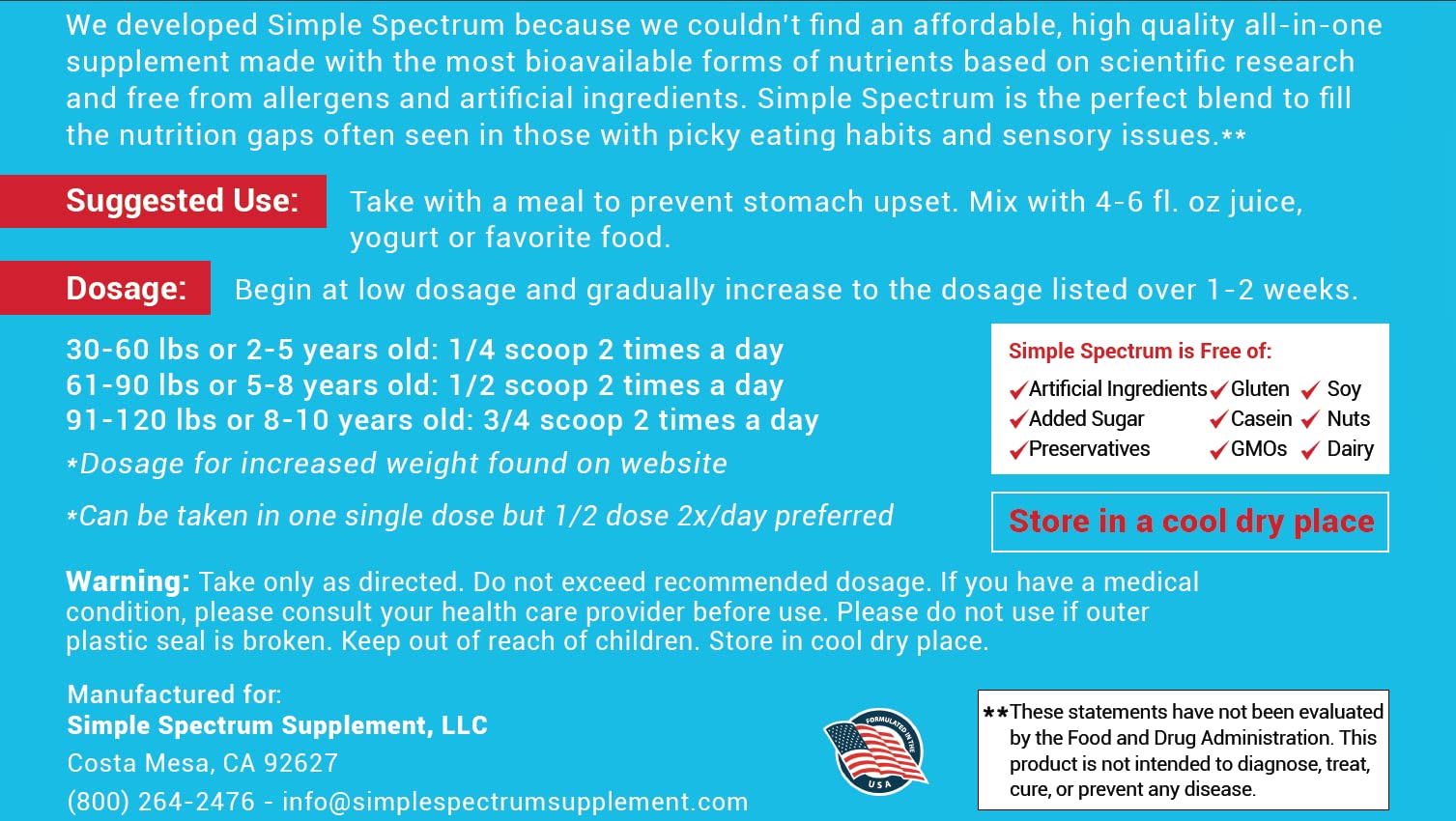 Instrucciones de uso suplemento Simple Spectrum