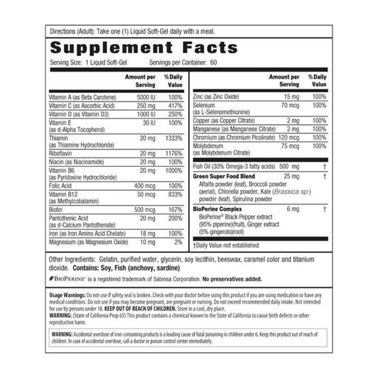 Irwin Naturals cápsulas blandas líquidas multivitamínico omega-3